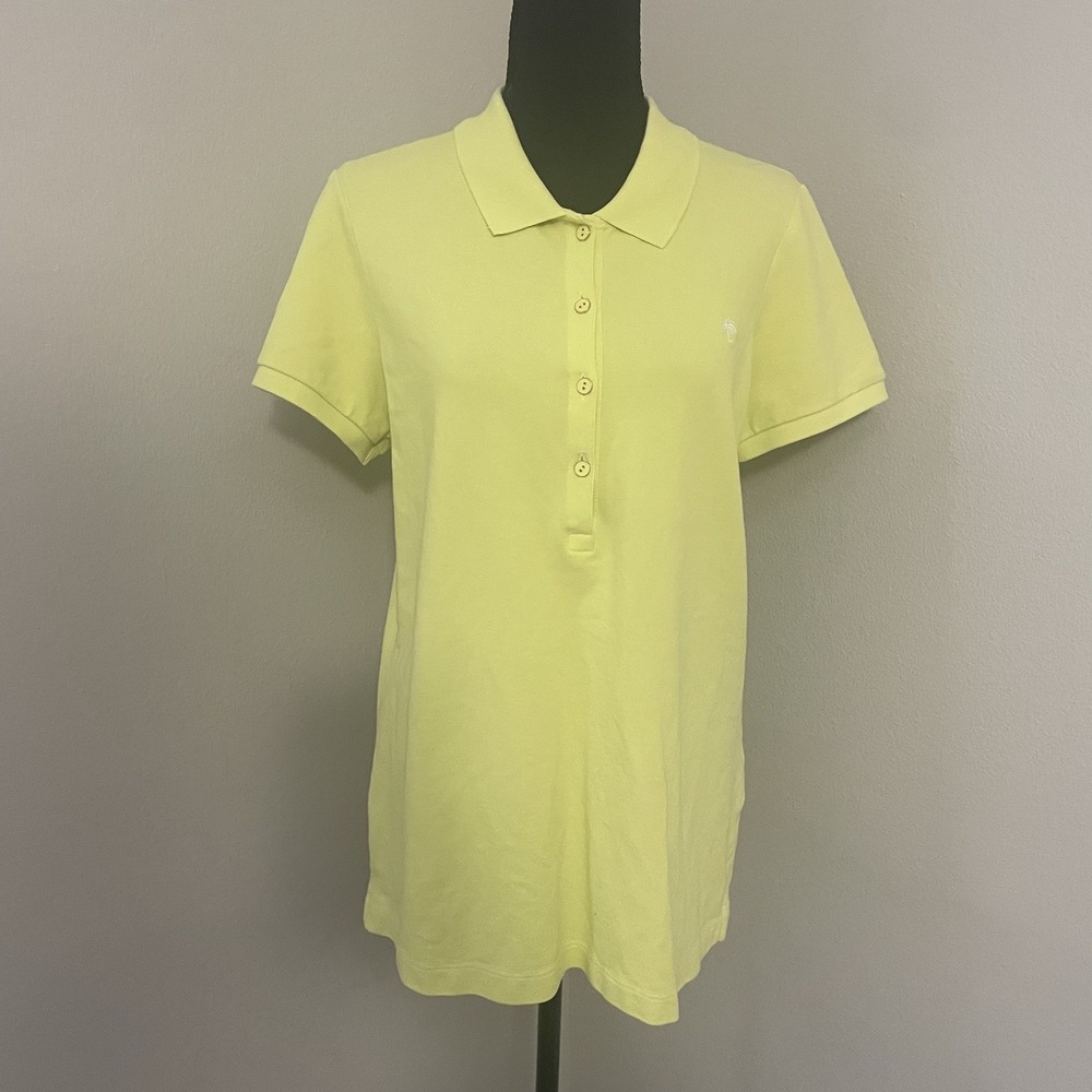 LILLY PULITZER Womens Sz XL Polo Shirt Palm Logo Preppy Coastal Golf Style Neon
